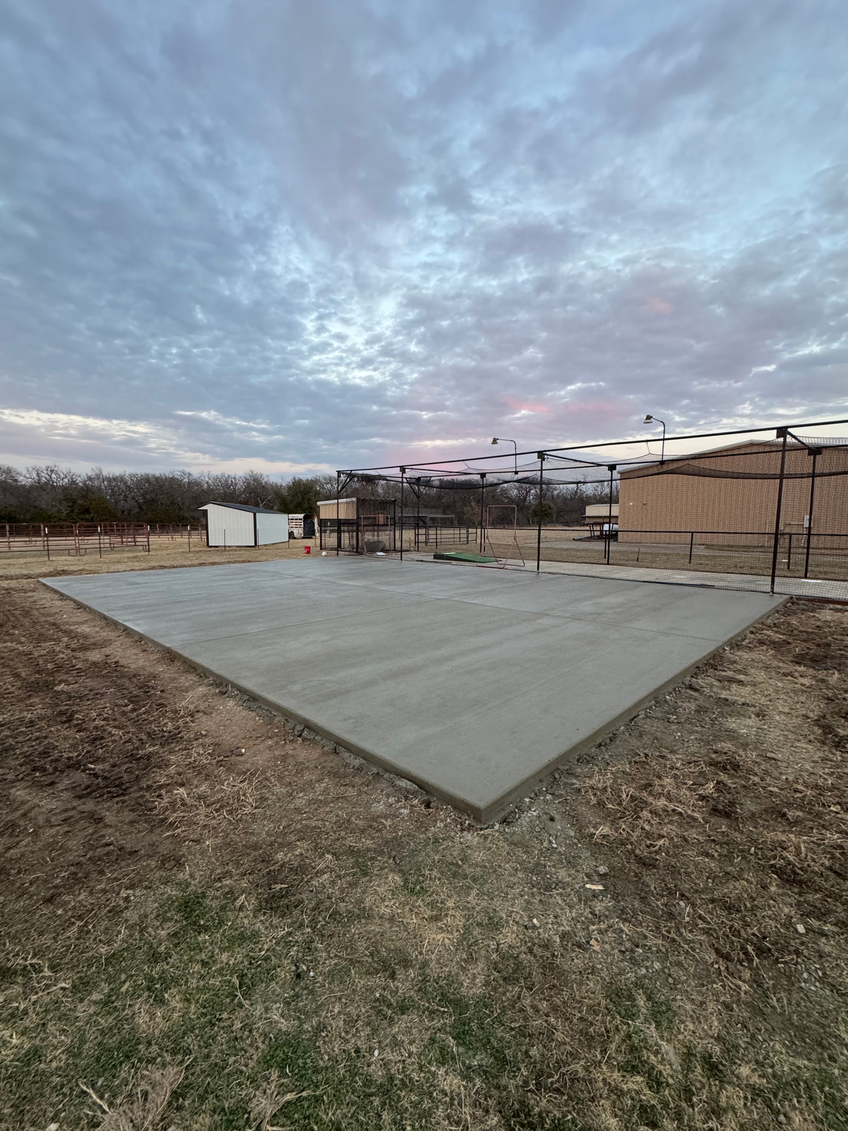 Large finished concrete slab at sunset